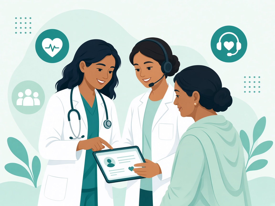 Illustrated Edoorhealth care team ready to help